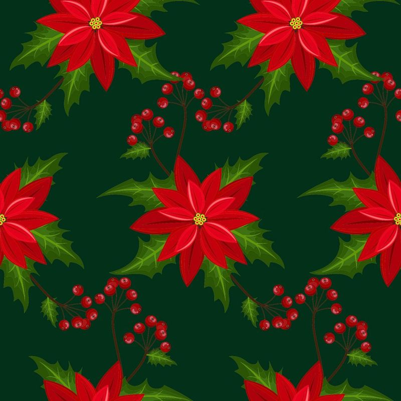 Marshall Dry Goods Christmas Poinsettia Flowers Green