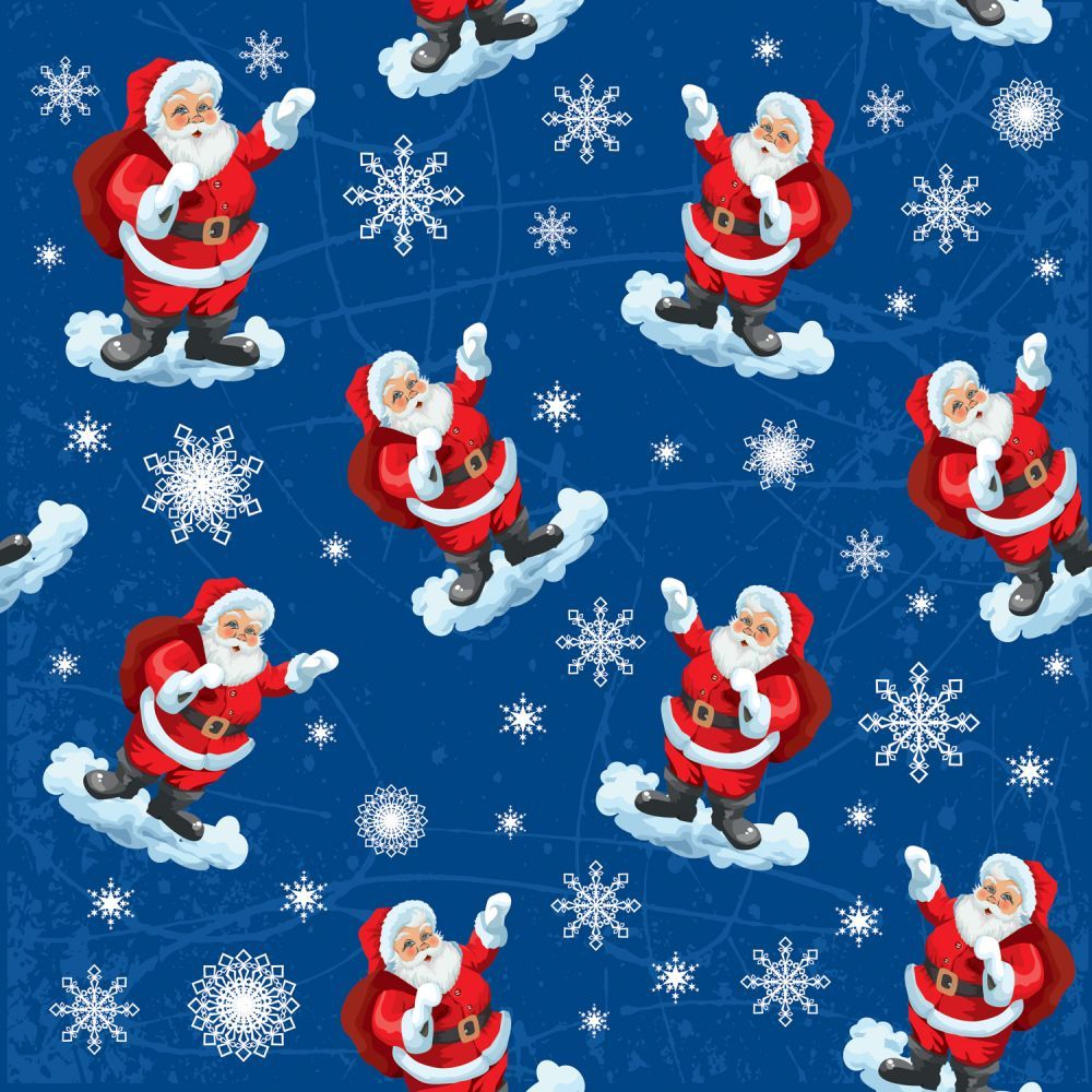Marshall Dry Goods Christmas Santa On Clouds Blue