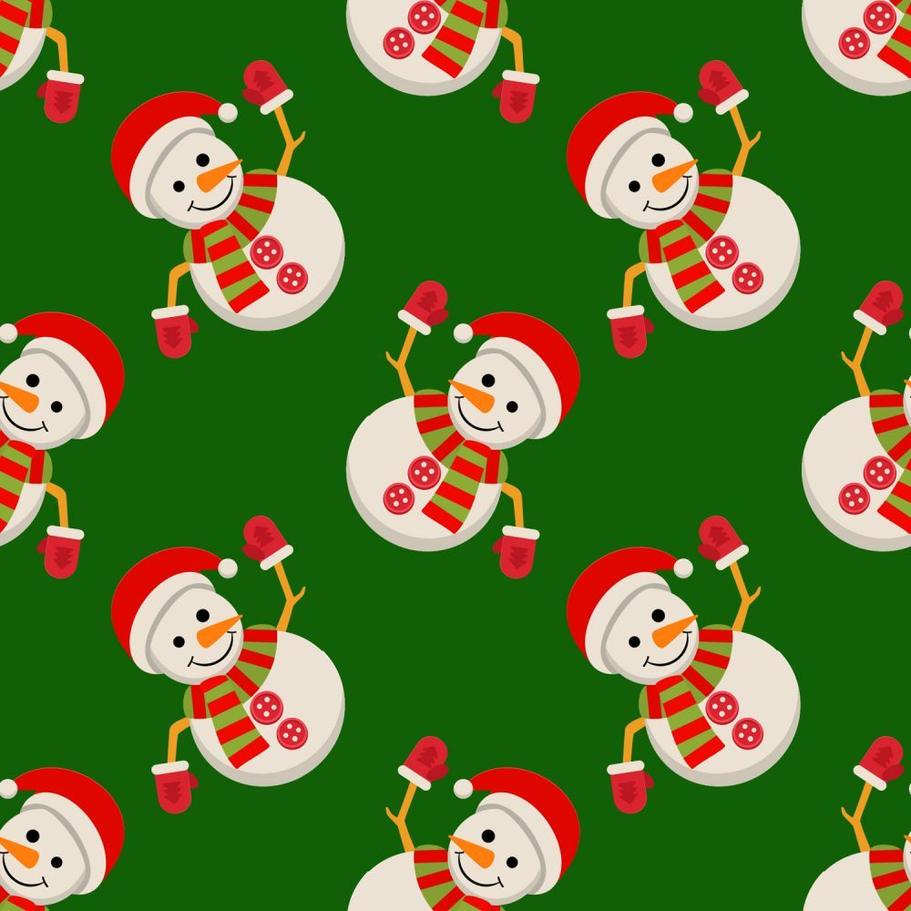 Marshall Dry Goods Christmas Waving Snowmen Green
