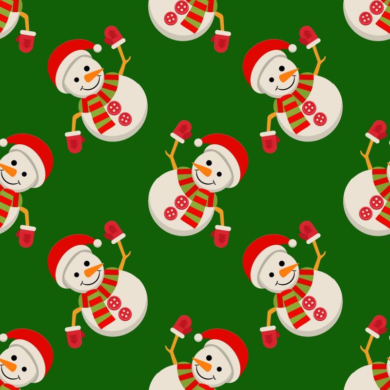 Marshall Dry Goods Christmas Waving Snowmen Green