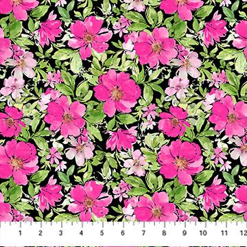 Northcott From Paris With Love Large Floral Black/Multi 27328-99