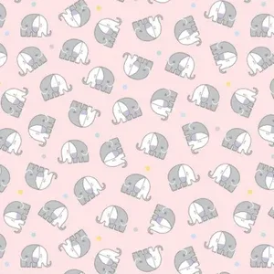 Benartex Snuggle In The Jungle Flannel Baby Elephant Flannel Pink