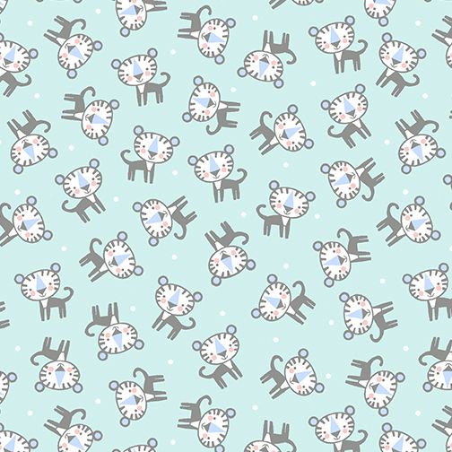 Benartex Snuggle In The Jungle Flannel Baby Tiger Flannel Turquoise