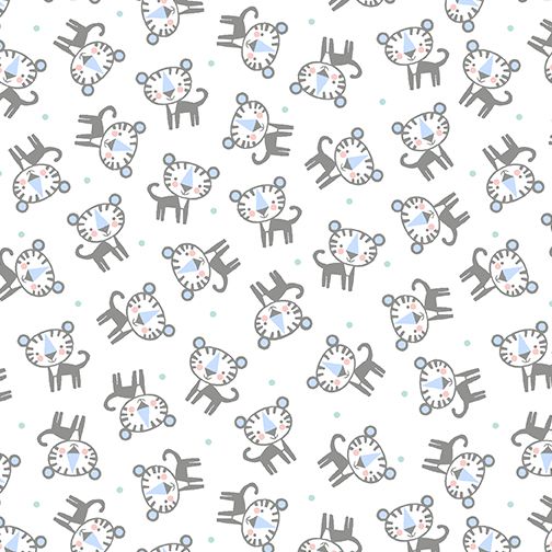 Benartex Snuggle In The Jungle Flannel Baby Tiger Flannel White