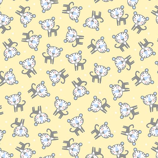 Benartex Snuggle In The Jungle Flannel Baby Tiger Flannel Yellow
