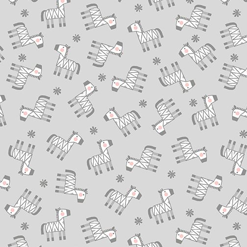 Benartex Snuggle In The Jungle Flannel Baby Zebra Flannel Grey