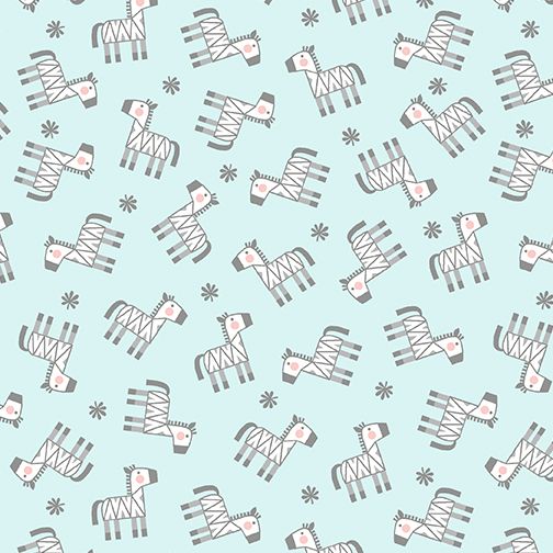 Benartex Snuggle In The Jungle Flannel Baby Zebra Flannel Turquoise