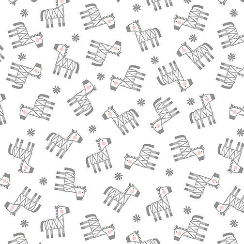 Benartex Snuggle In The Jungle Flannel Baby Zebra Flannel White