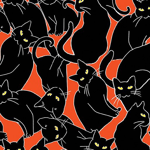 Benartex Happy Hauntings Cat Magic Orange