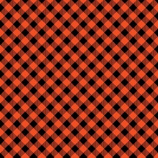 Benartex Happy Hauntings Checked Black/Orange
