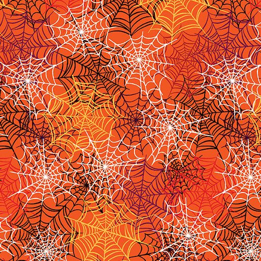 Benartex Happy Hauntings Spooky Spiderwebs Orange