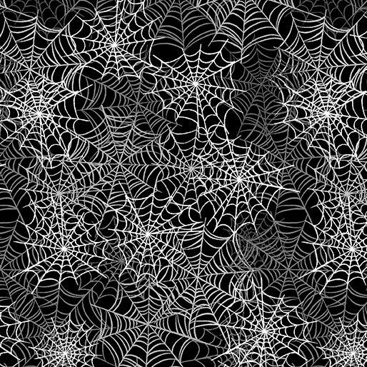Benartex Happy Hauntings Spooky Spiderwebs Black