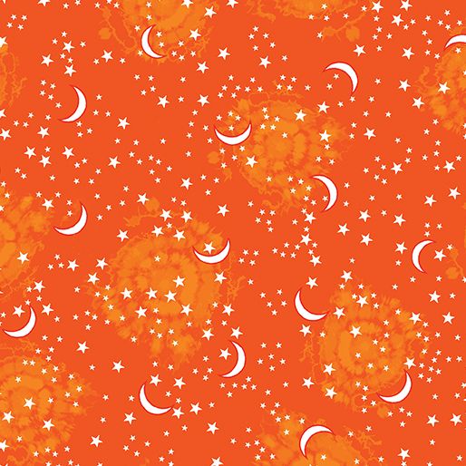 Benartex Happy Hauntings Starry Sky Orange