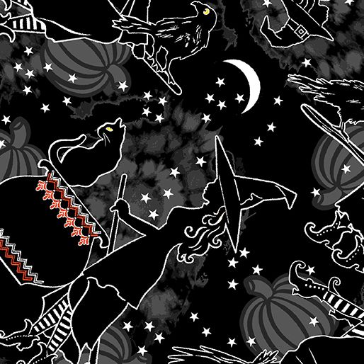 Benartex Happy Hauntings Witchy Woman Black