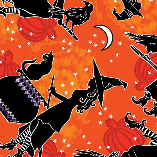 Benartex Happy Hauntings Witchy Woman Orange