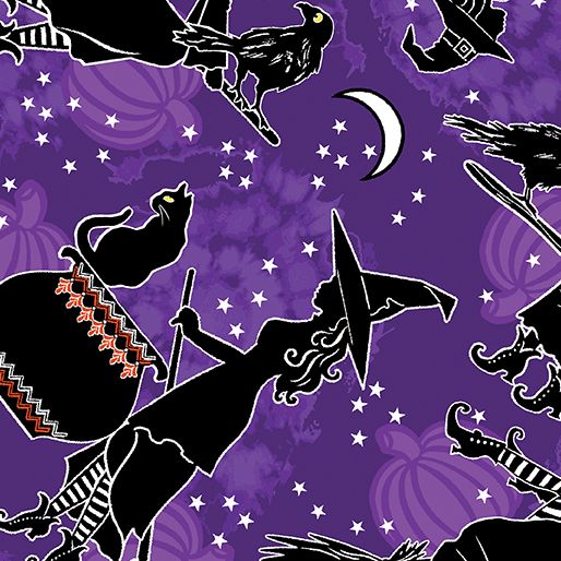 Benartex Happy Hauntings Witchy Woman Purple