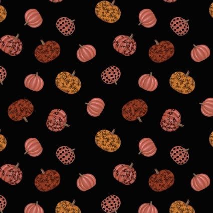 Benartex Harvest Gathering Harvest Gathering Pumpkins Black