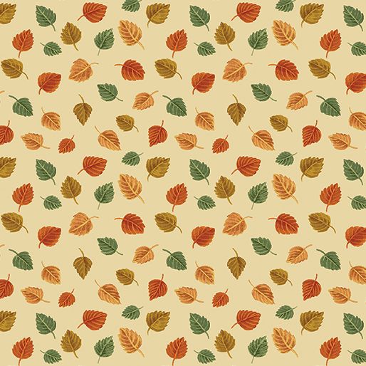 Benartex Harvest Gathering Small Leaves Light Gold
