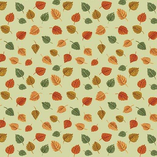 Benartex Harvest Gathering Small Leaves Light Green