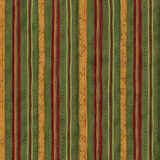 Benartex Star Of Wonder - Star Of Light Scroll Stripe Green
