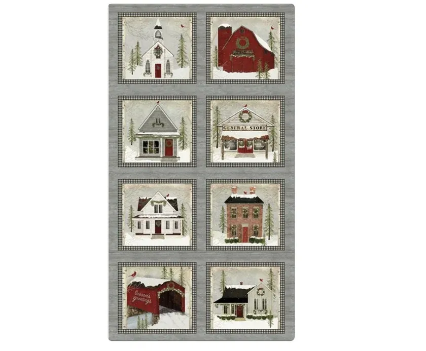 Benartex Snow Village Panel Multi