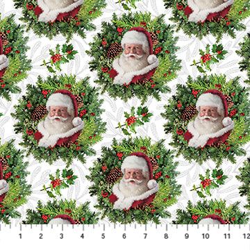 Northcott Here Comes Santa Wreath White DP24068 10