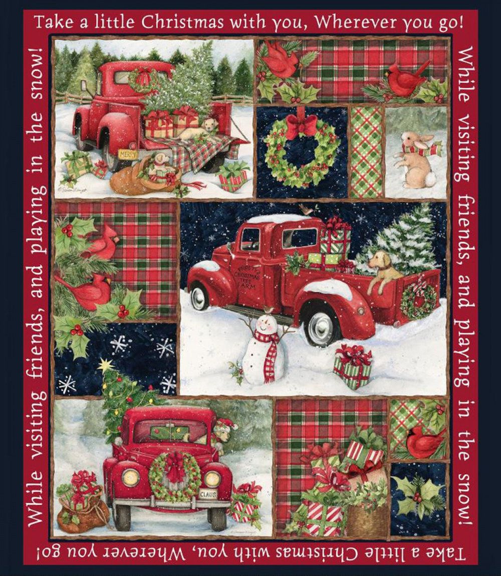 Springs Creative Red Truck Collage Panel CP66689