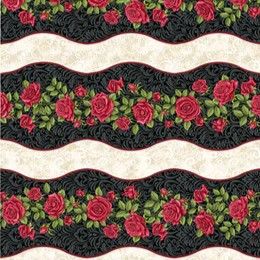 Benartex A Festival Of Roses Festive Roses Stripe Black