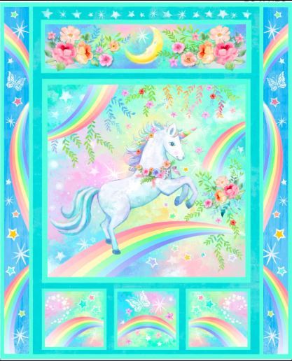 Oasis Fabrics Wee Ones Unicorn Panel 57 5711