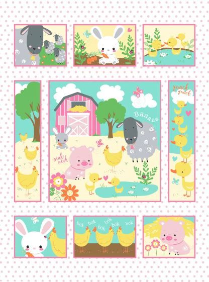 Oasis Fabrics Wee Ones White Barn Panel 57 3531