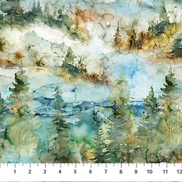 Northcott The Great Outdoors Mountain Scene Teal/Multi DP28454-64