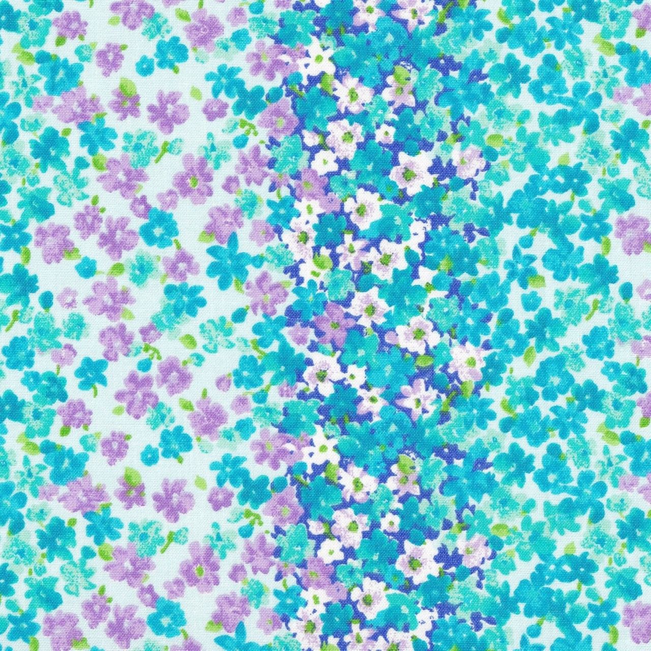 Fabric Traditions Keepsake Calico Teal Floral Stripe