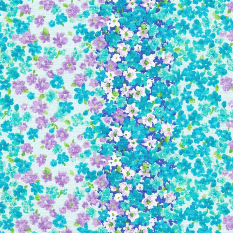 Fabric Traditions Keepsake Calico Teal Floral Stripe