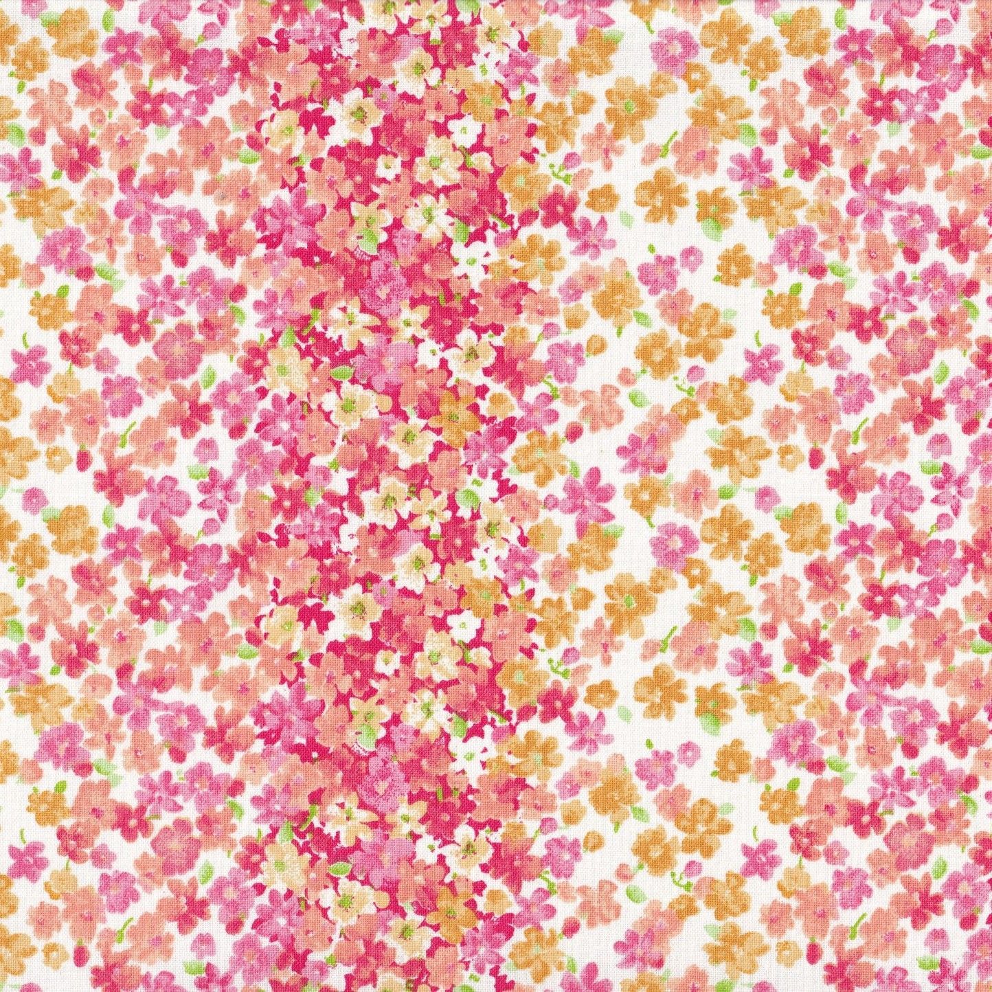 Fabric Traditions Keepsake Calico Pink Floral Stripe Coral