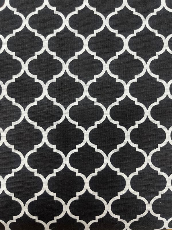 Marshall Dry Goods Quatrefoil Black White 48522