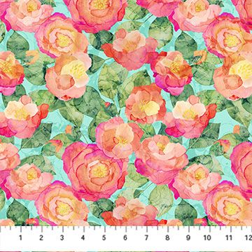 Northcott Veranda Packed Floral Turquoise DP28398-62