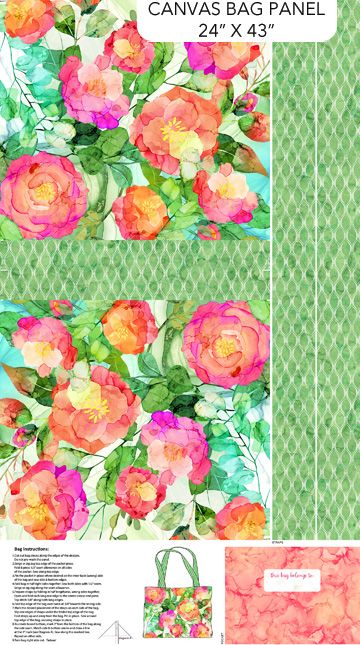 Northcott Veranda Canvas Bag Panel C28396-10