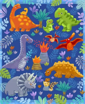 Oasis Fabrics Wee Ones Dinosaur Panel