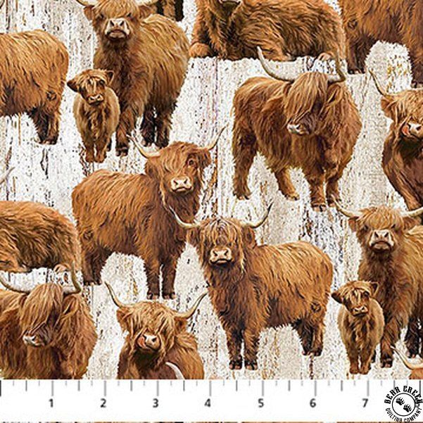 Northcott Highland Home Beige Cows