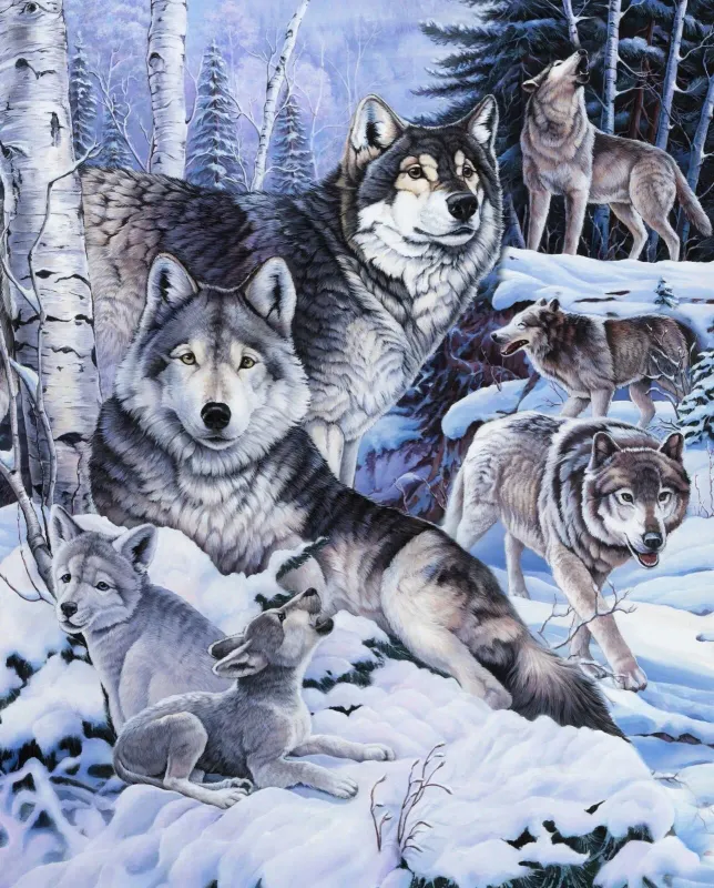 David Textiles Wolf Pack Panel
