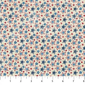 Northcott American Heartland Cream Multi Stars 28735- 11