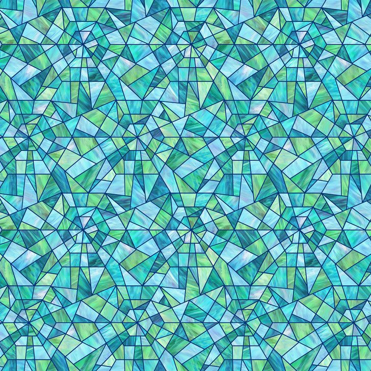 Northcott Risen Turquoise Multi Stained Glass DP 28661-64