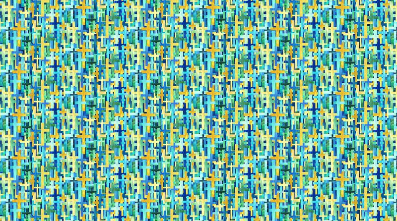 Northcott Risen Blue Multi Large Cross DP28662-48