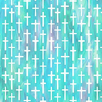 Northcott Risen Turquoise Multi Small Cross DP28663-64