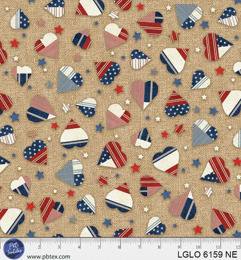 P&amp;B Love &amp; Glory Burlap Heart Toss Tan Heart &amp; Stars 06159 NE