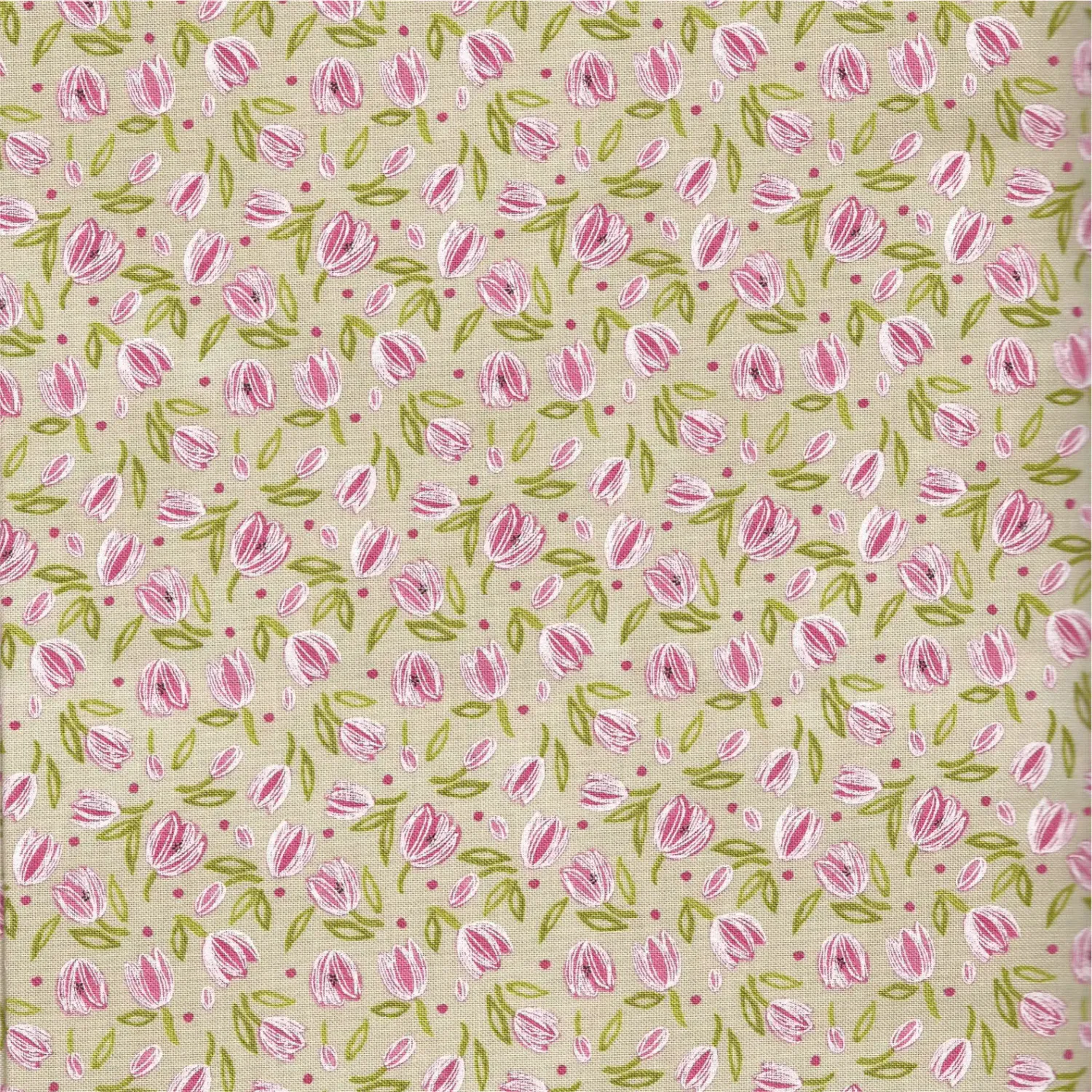 Moda Tulip Tango Washed Linen/ Pink &amp; Green 48713-12