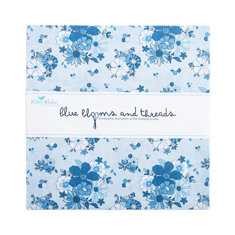Riley Blake Blue Blooms And Threads  Layer Cake