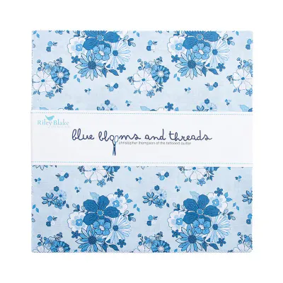 Riley Blake Blue Blooms And Threads  Layer Cake