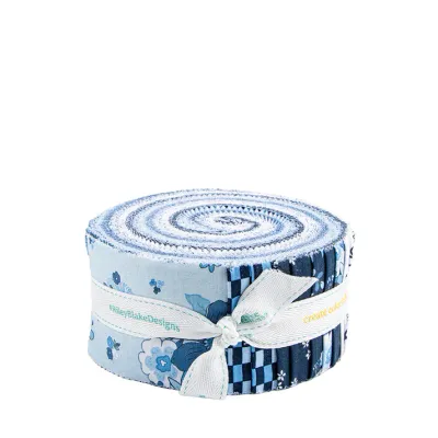 Riley Blake Blue Blooms And Threads  Jelly Roll