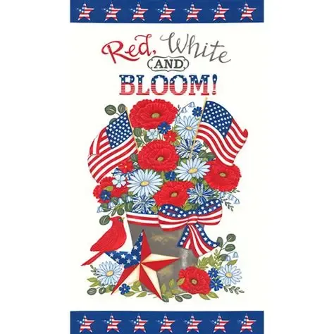 Moda Red White And Bloom  Panel 56118 11